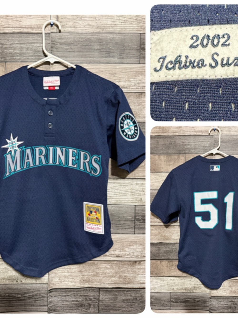 Mitchell & Ness Ichiro Suzuki 2002 Seattle Mariners Jersey Shirt Youth S Blue